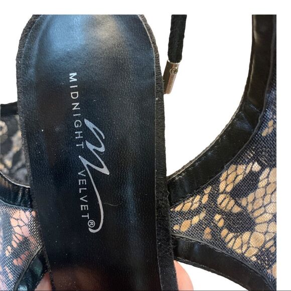 Black Lace Collar Sandal Heels by Midnight Velvet cute dressy women’s Sz 8.5 - Picture 10 of 10